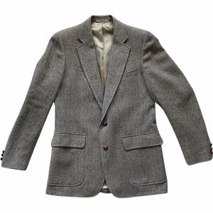 STANLEY BLACKER 70s Vintage Gray Brown Herringbone Blazer